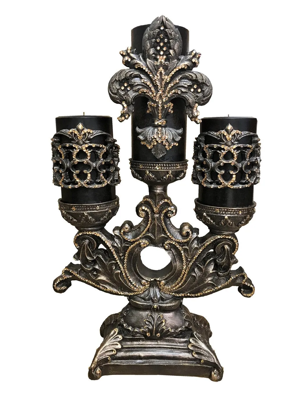 Luxury Decorative Candles with Crystals on 3 tier Jeweled candle Base