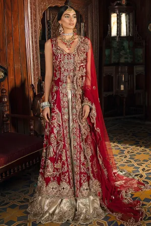 Luxury Pakistani Bridal Lehnga in Red Color #Y6204