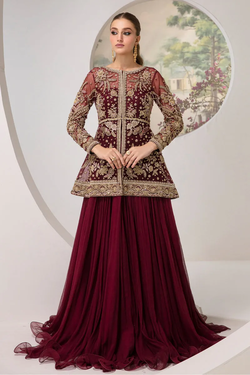 Luxury Rose Red Embroidered Kameez Lehenga Pakistani Wedding Dress