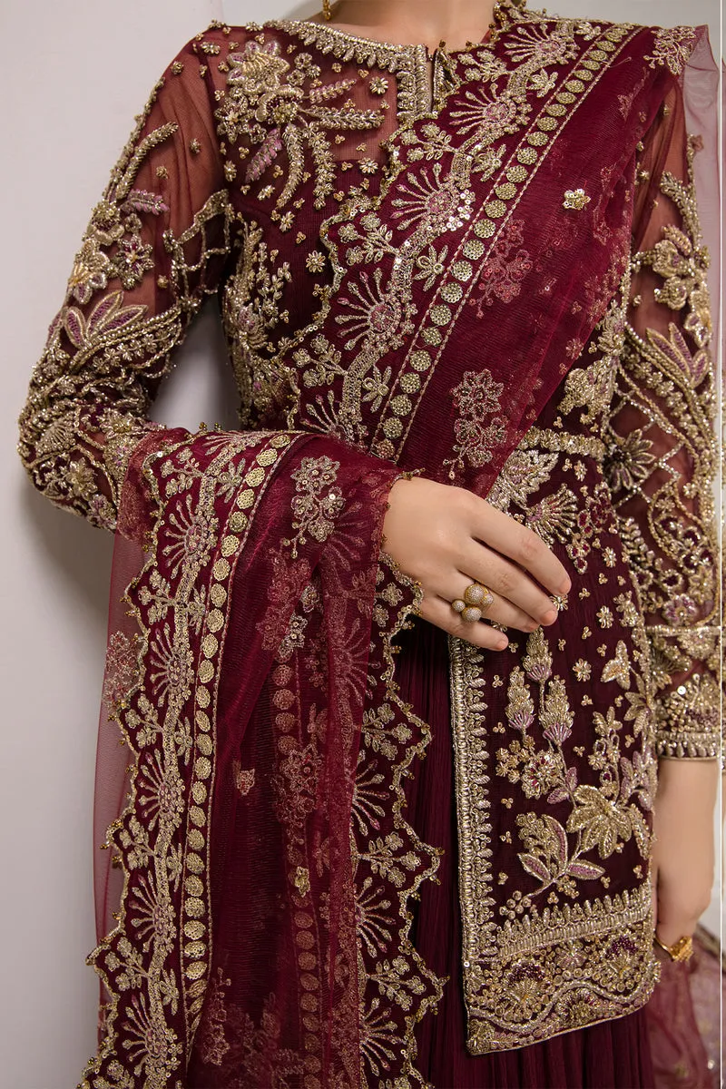 Luxury Rose Red Embroidered Kameez Lehenga Pakistani Wedding Dress