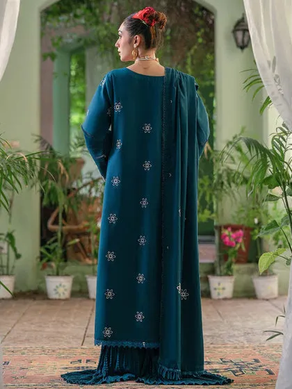 Luxury Sea Green Embroidered Pakistani Sharara Kameez Party Dress