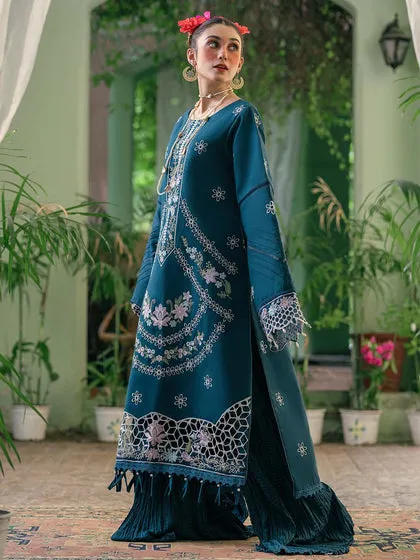 Luxury Sea Green Embroidered Pakistani Sharara Kameez Party Dress