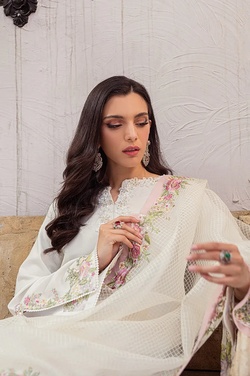 Luxury White Pakistani Salwar Kameez with Jacquard Dupatta