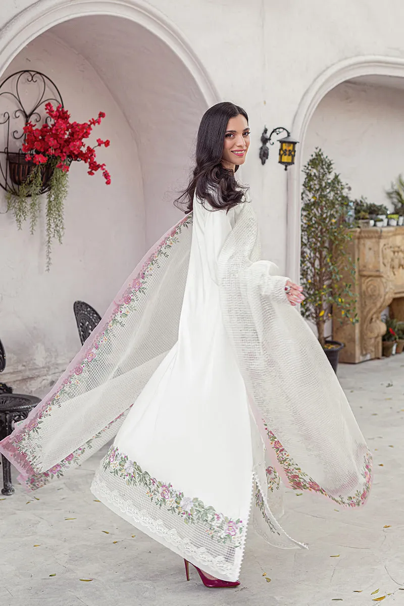 Luxury White Pakistani Salwar Kameez with Jacquard Dupatta
