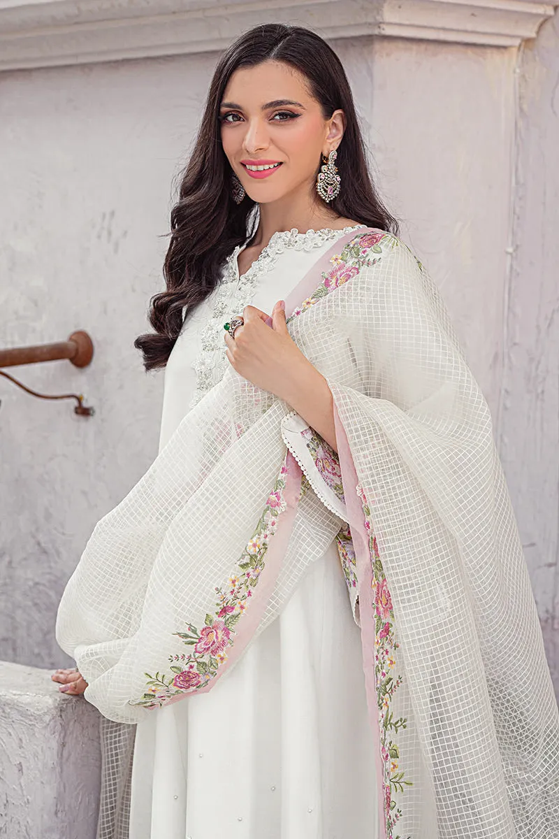 Luxury White Pakistani Salwar Kameez with Jacquard Dupatta