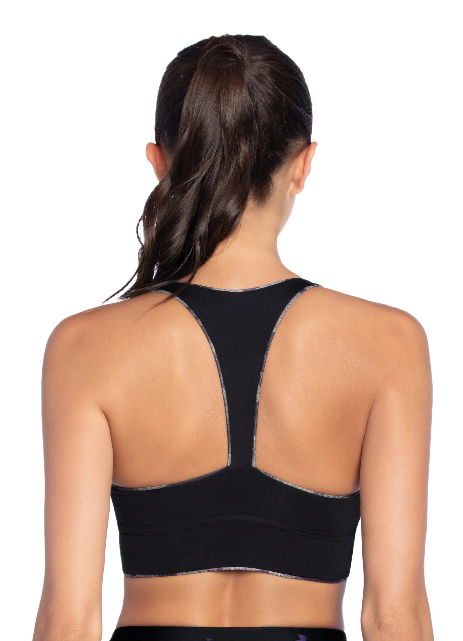 Maaji Whispering Flora Gray Reversible Low Impact Sports Bra