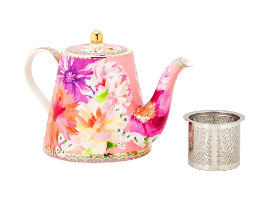 Maxwell & Williams Dahlia Daze Teapot With Infuser 500ml Pink HV0352