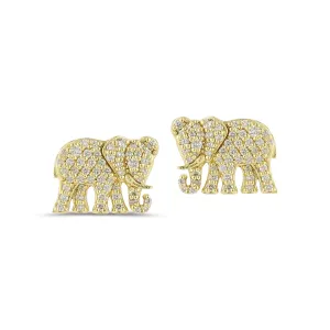 Medium Elephant Diamond Stud Earrings