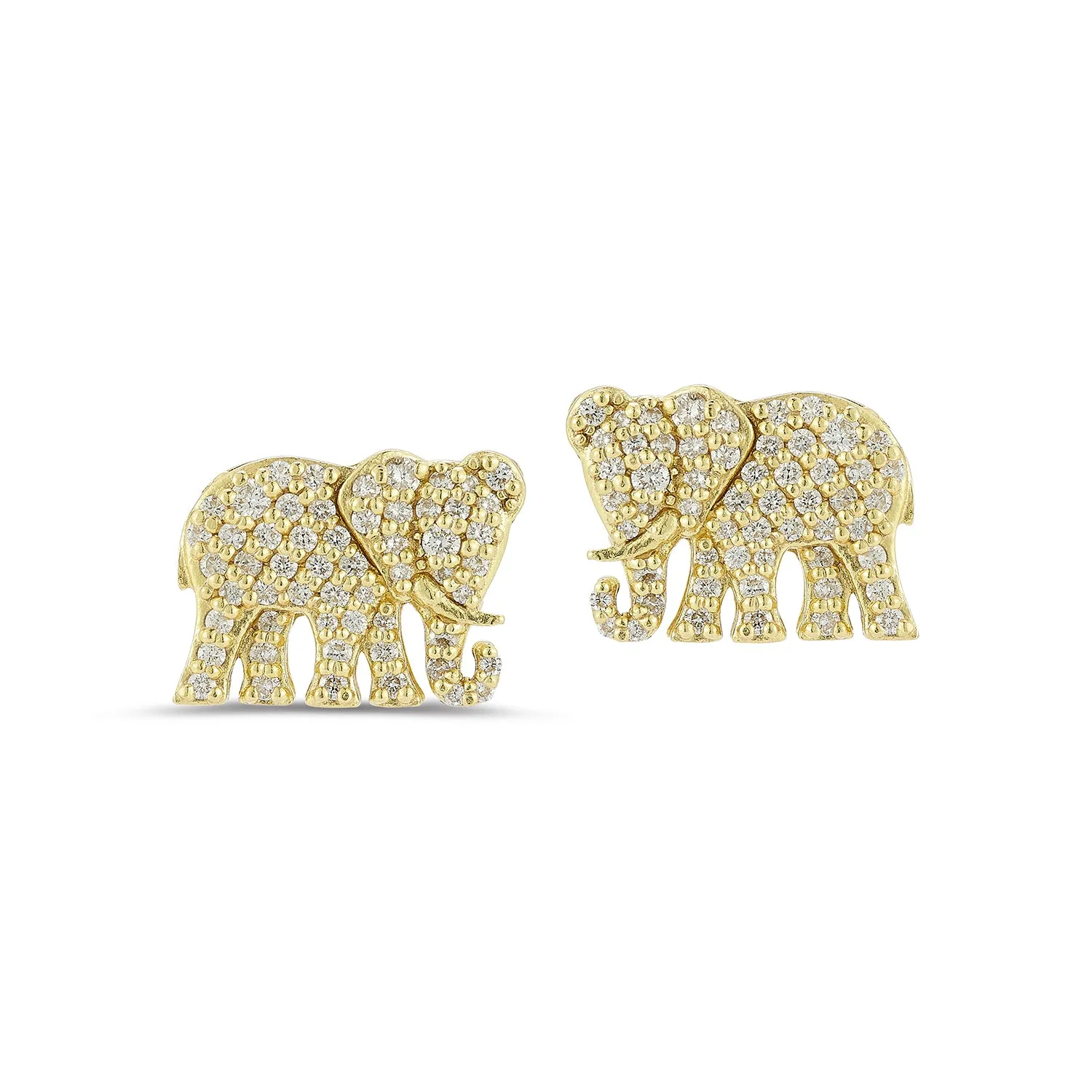 Medium Elephant Diamond Stud Earrings