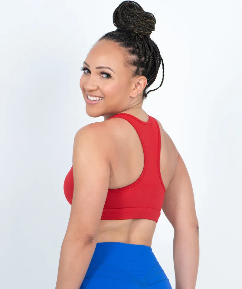 Medium Impact Racerback Sports Bra | Red
