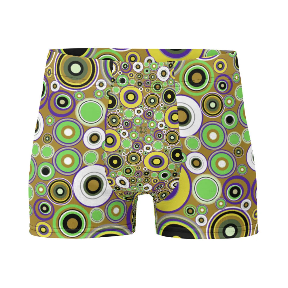 Mens Boxer Briefs | Yellow 60s Circle Retro Design Shapes