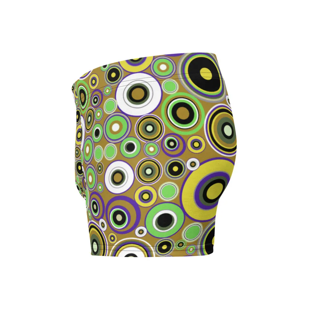 Mens Boxer Briefs | Yellow 60s Circle Retro Design Shapes