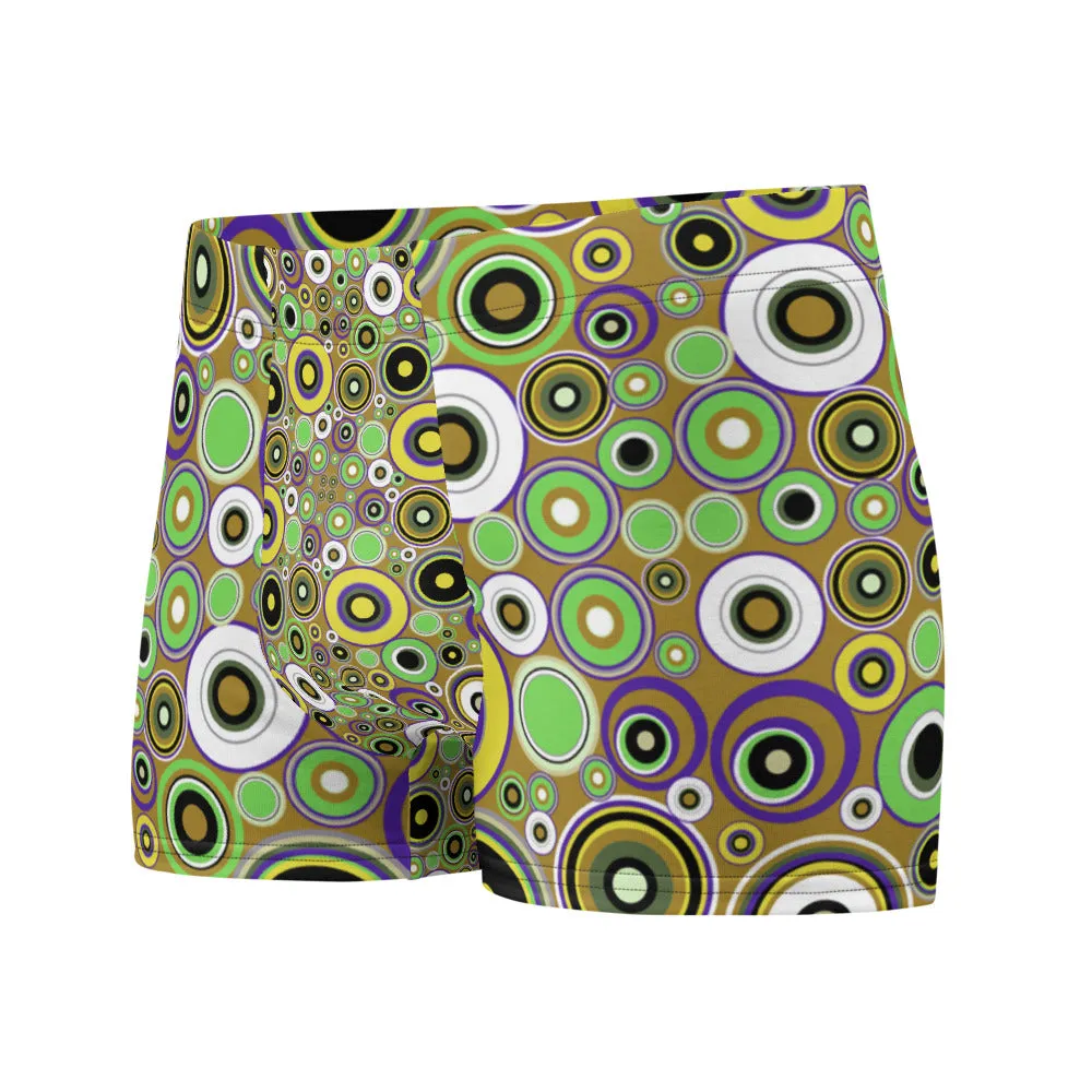 Mens Boxer Briefs | Yellow 60s Circle Retro Design Shapes