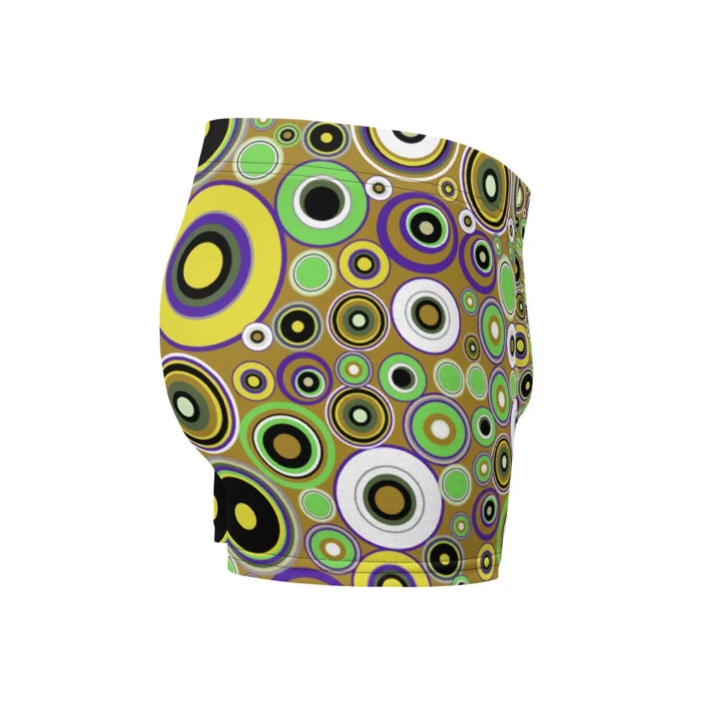 Mens Boxer Briefs | Yellow 60s Circle Retro Design Shapes