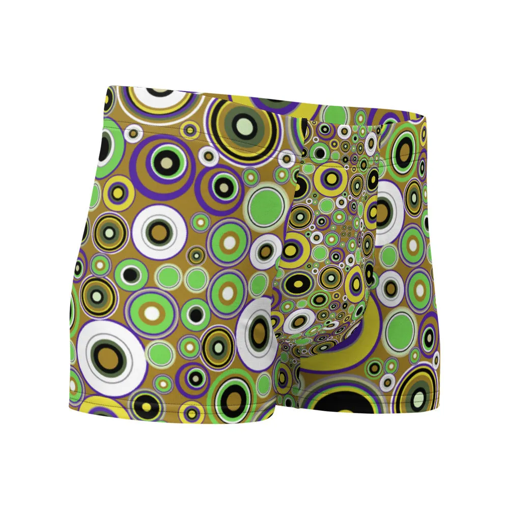 Mens Boxer Briefs | Yellow 60s Circle Retro Design Shapes