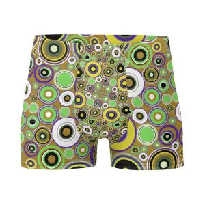 Mens Boxer Briefs | Yellow 60s Circle Retro Design Shapes