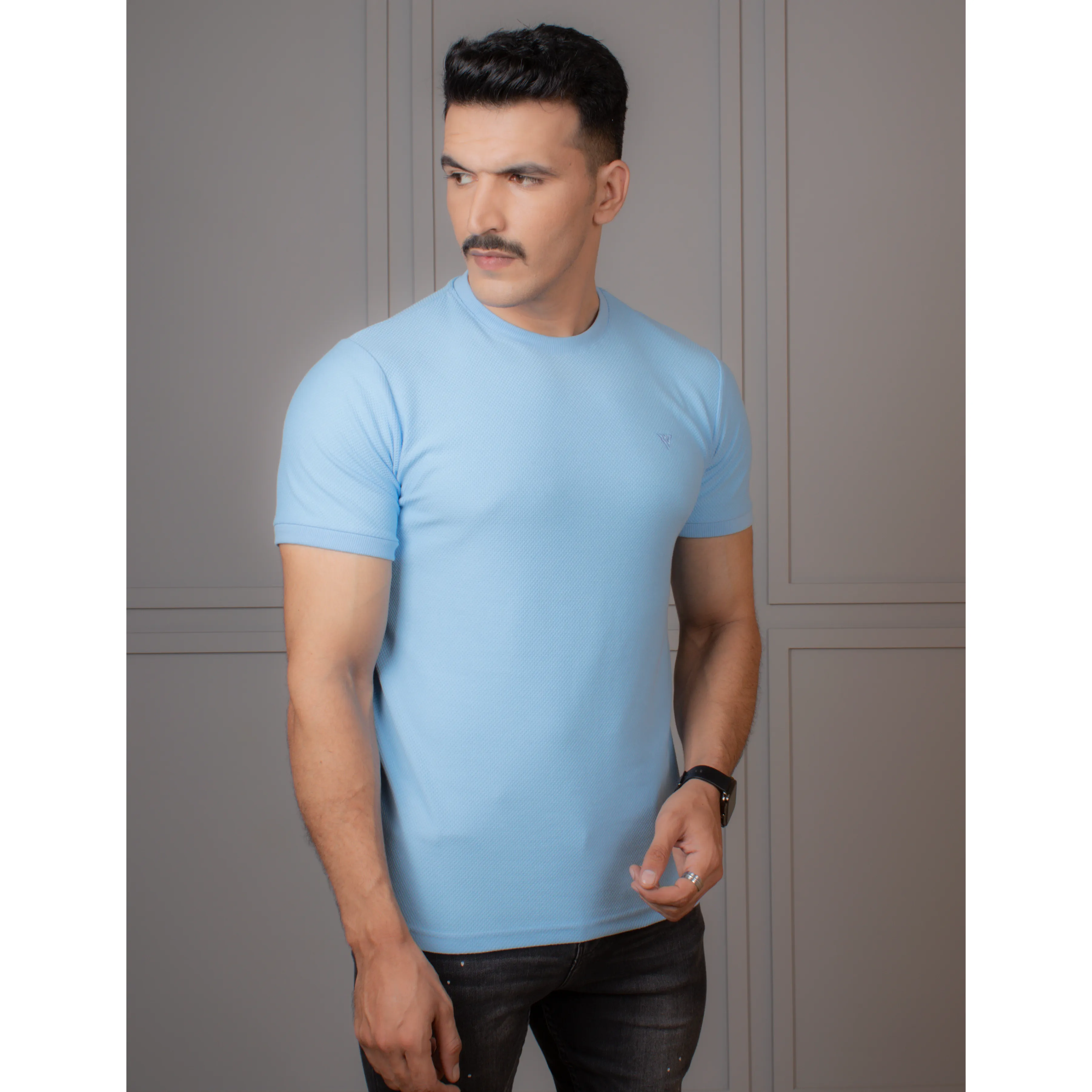 Men's Popcorn Half Sleeve Round Neck T-Shirt  Code-B