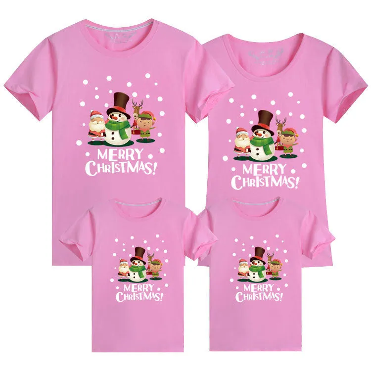 Merry Christmas Matching Family T-Shirts – Festive Snowman, Santa, and Elf Holiday Tops