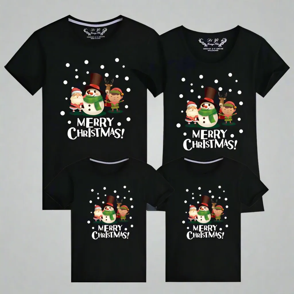 Merry Christmas Matching Family T-Shirts – Festive Snowman, Santa, and Elf Holiday Tops