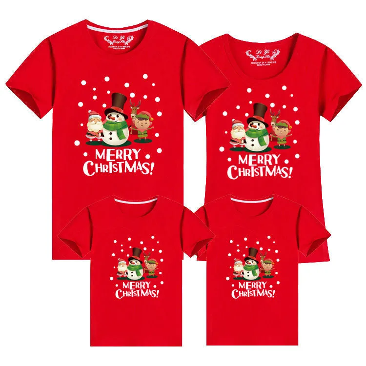 Merry Christmas Matching Family T-Shirts – Festive Snowman, Santa, and Elf Holiday Tops