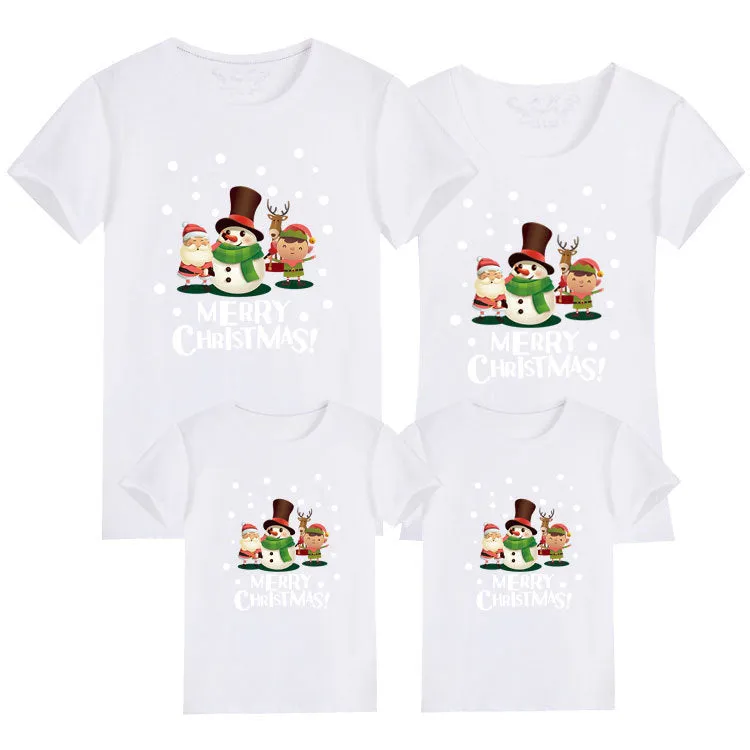 Merry Christmas Matching Family T-Shirts – Festive Snowman, Santa, and Elf Holiday Tops