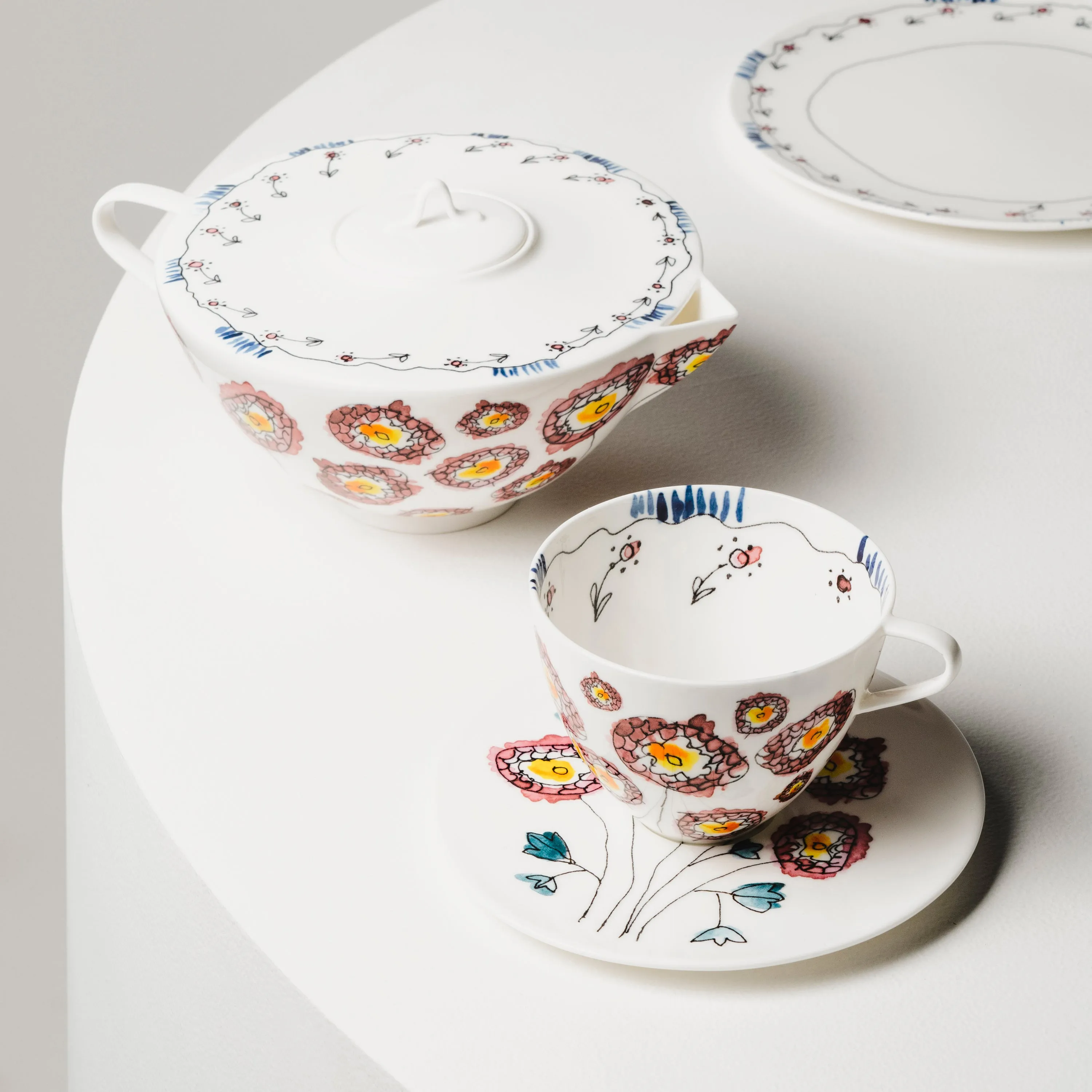 Midnight Flowers Tea Pot