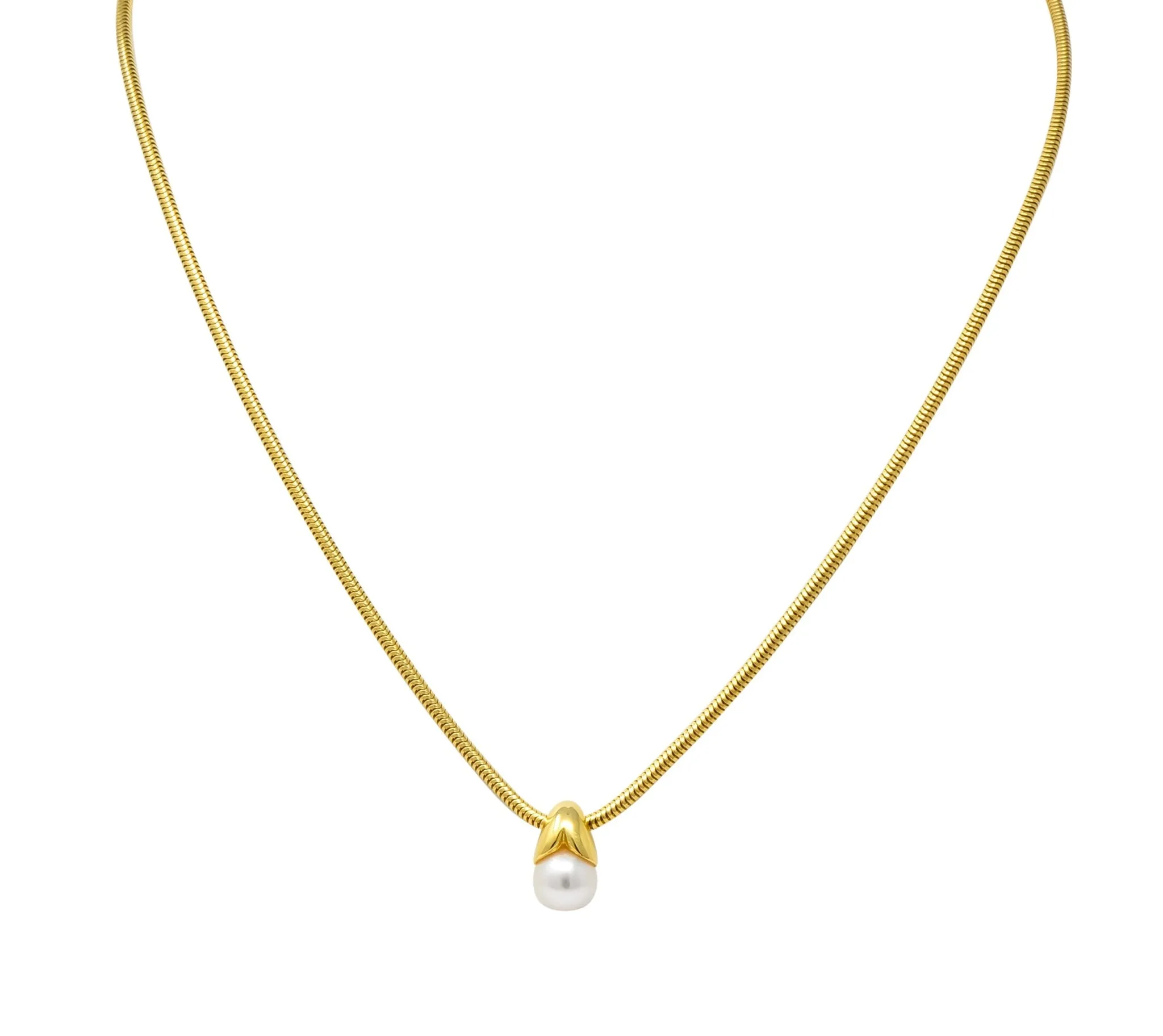 Mikimoto Cultured Pearl 18 Karat Gold Drop Necklace