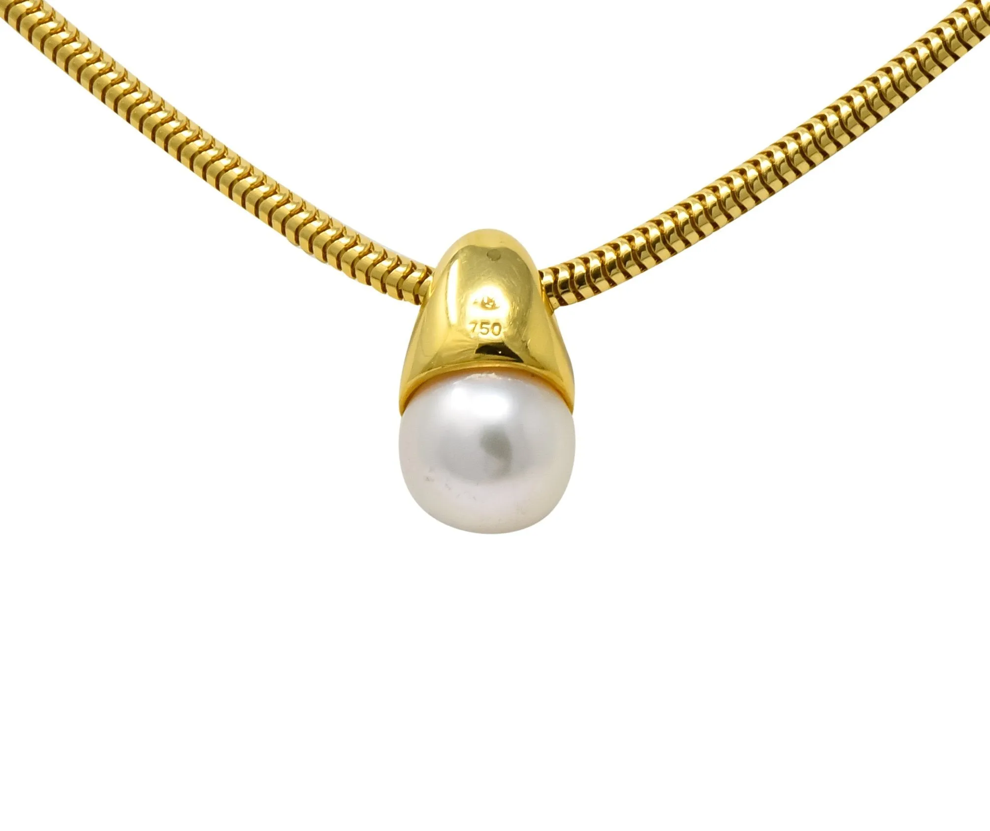 Mikimoto Cultured Pearl 18 Karat Gold Drop Necklace