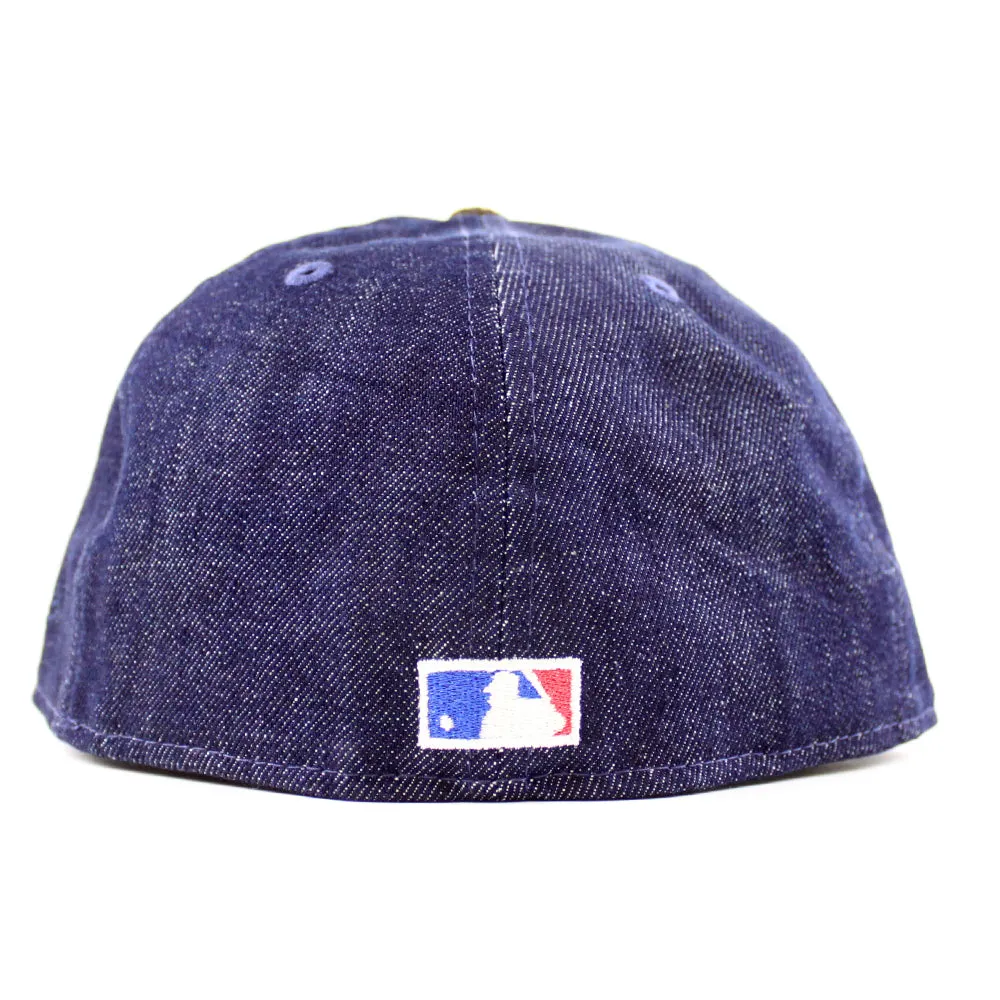 Milwaukee Braves 1957 WORLD SERIES New Era 59Fifty Fitted Hat (Dark Navy Corduroy Brown Green UNDER BRIM)
