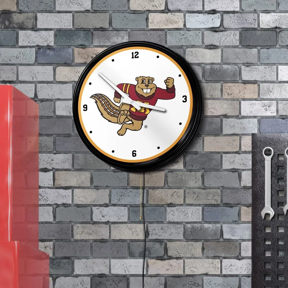 Minnesota Golden Gophers: Goldy Tail - Retro Lighted Wall Clock