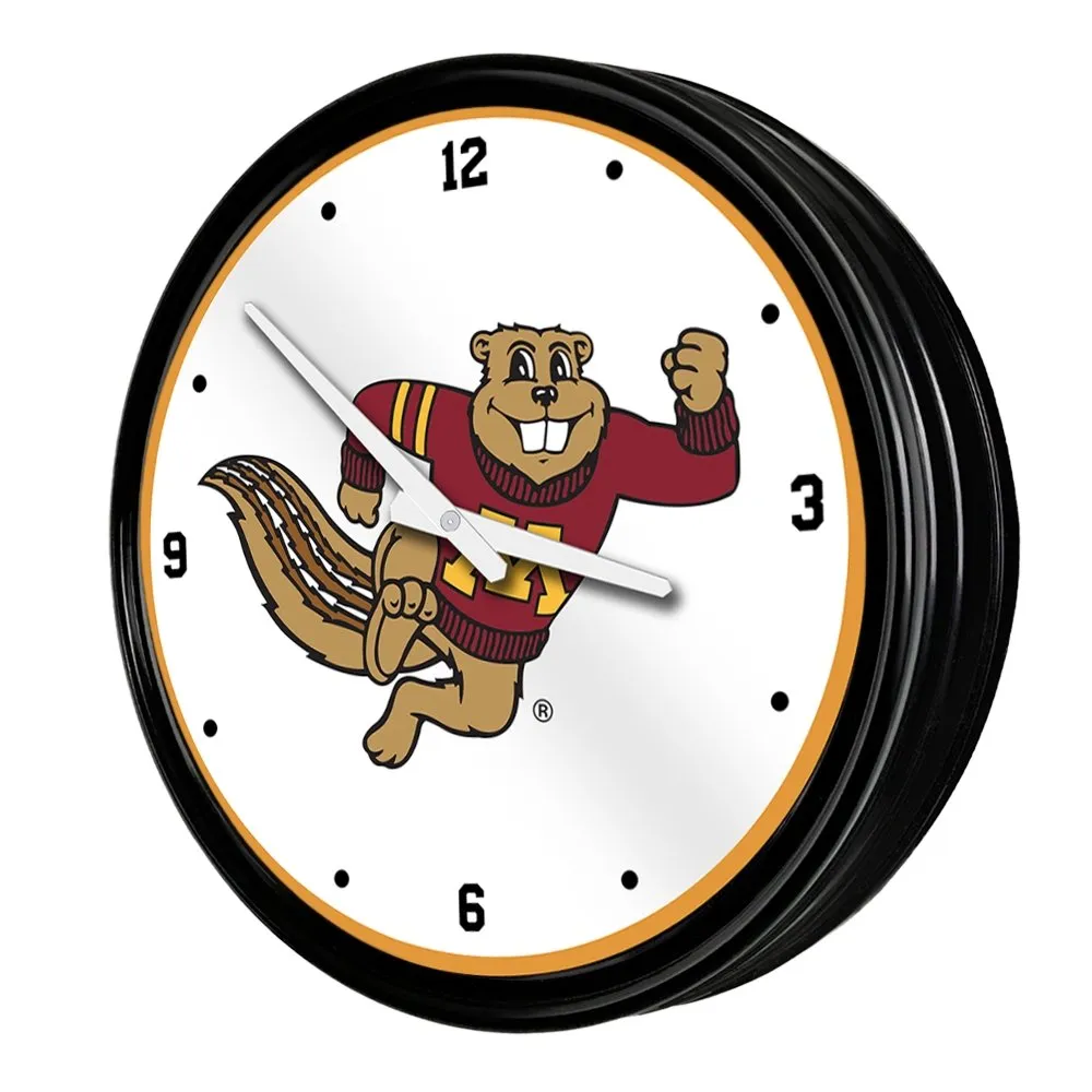 Minnesota Golden Gophers: Goldy Tail - Retro Lighted Wall Clock