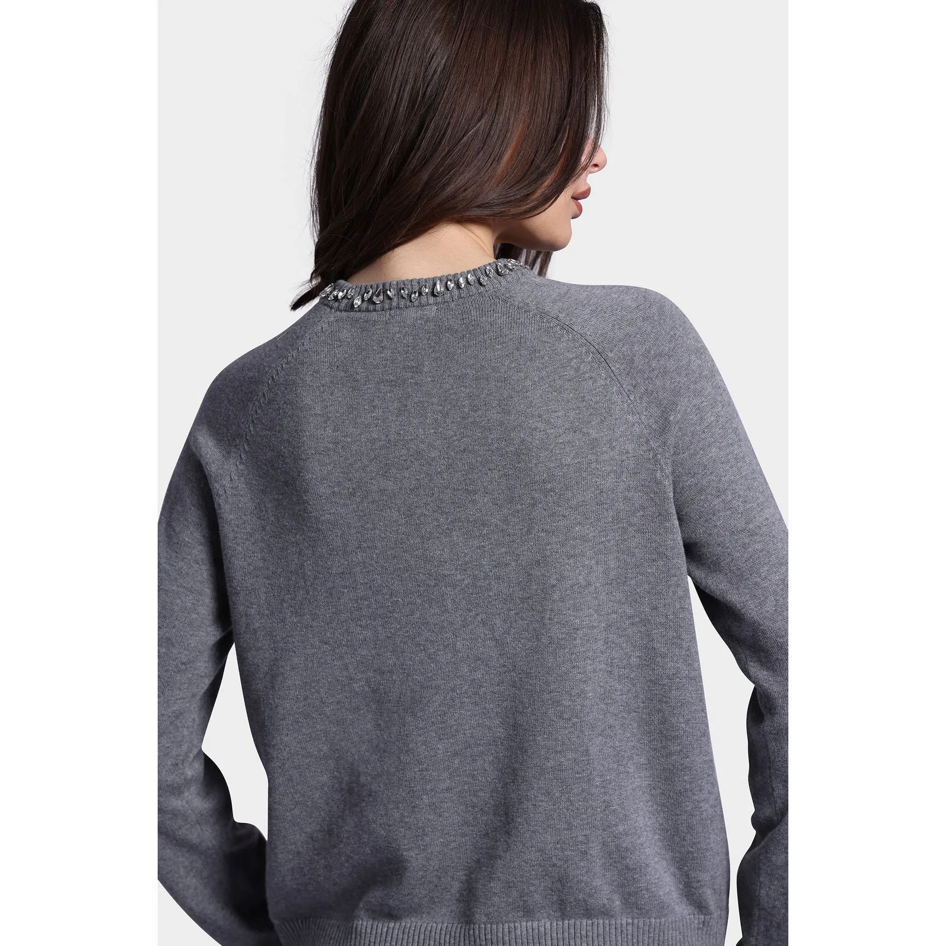 Minnie Rose Cotton Cashmere Raglan Crew Jewel Neck 9021