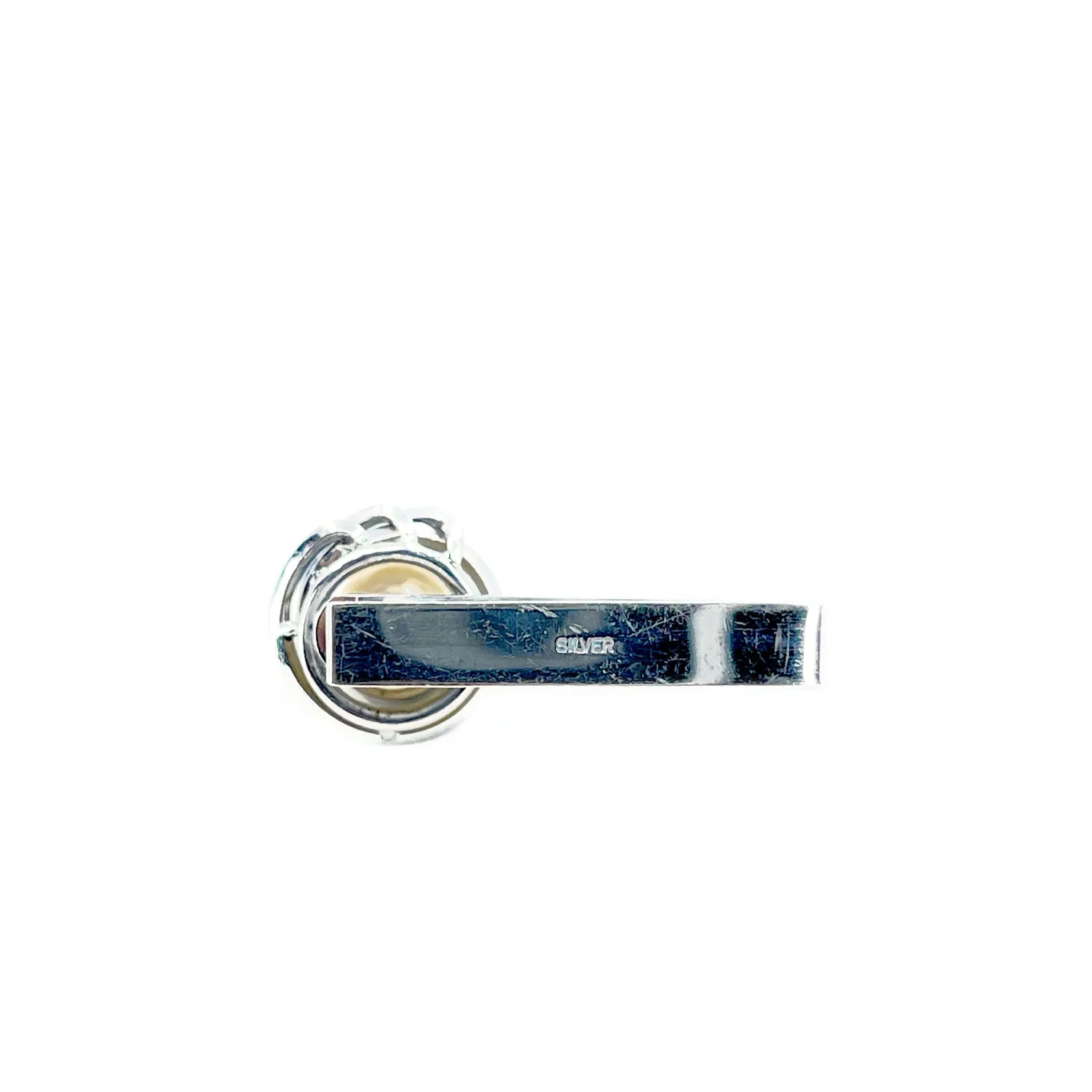 Modernist Vintage Men's Japanese Saltwater Akoya Cultured Pearl Twist Tie Bar- Sterling Silver