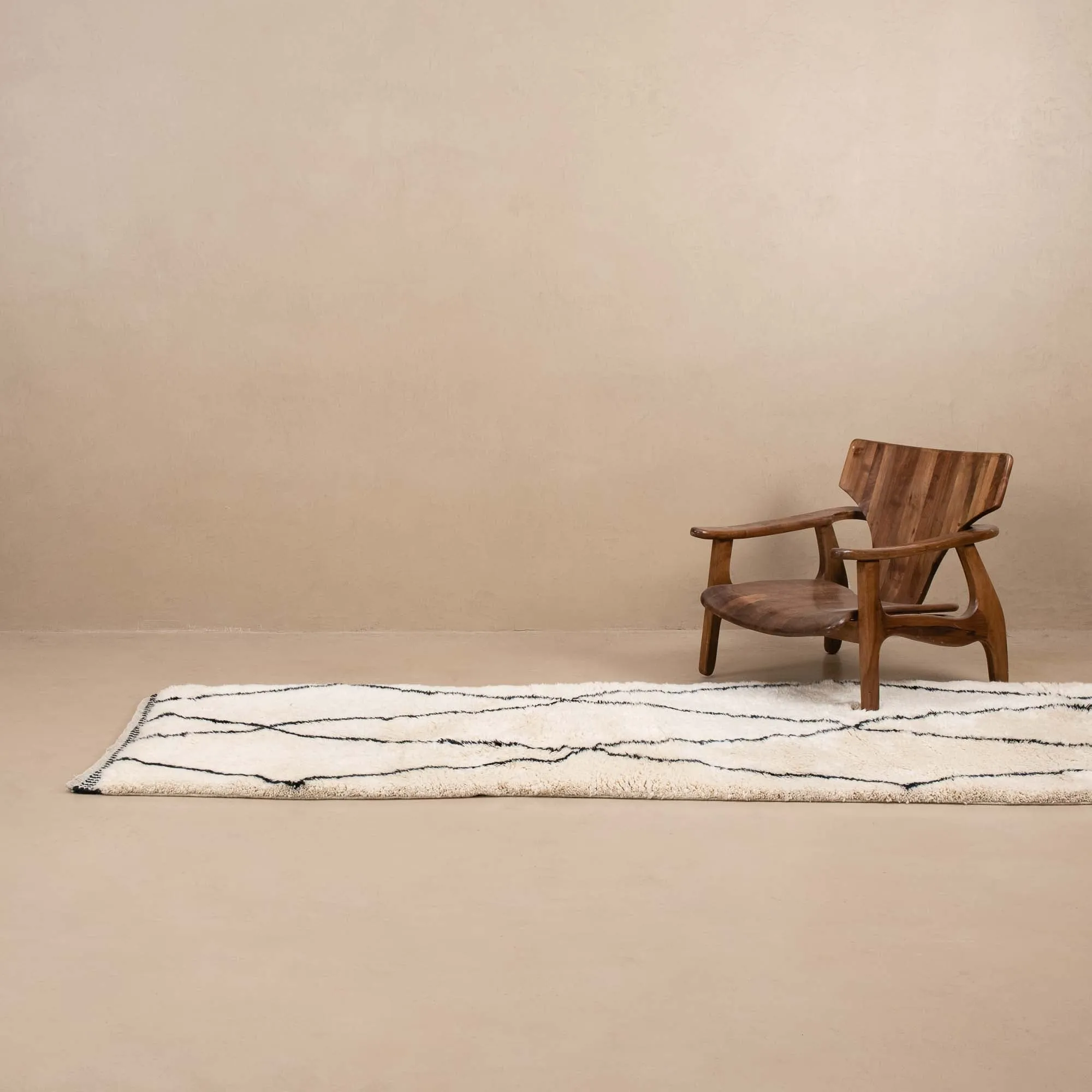 Monochrome Mirage - Luxury Shag Moroccan Runner Rug