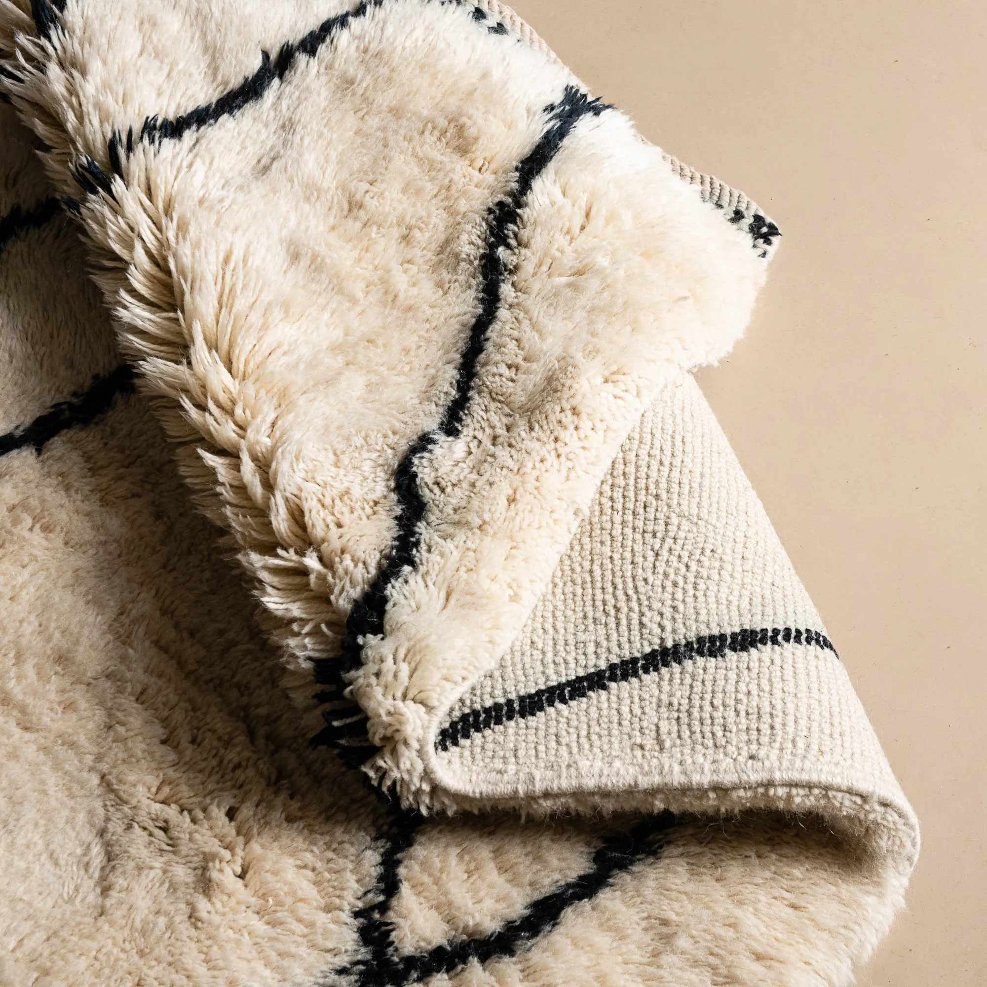Monochrome Mirage - Luxury Shag Moroccan Runner Rug