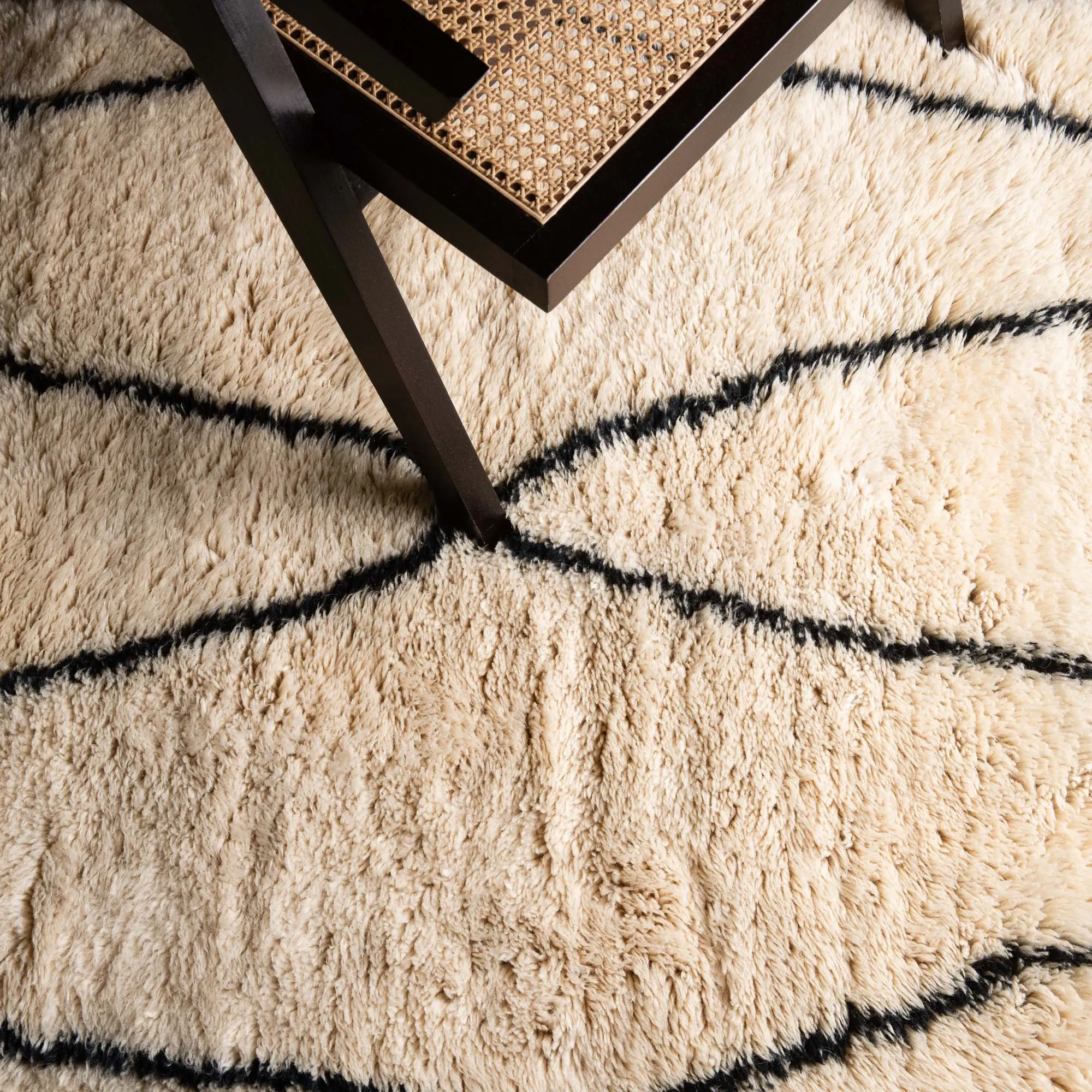 Monochrome Mirage - Luxury Shag Moroccan Runner Rug