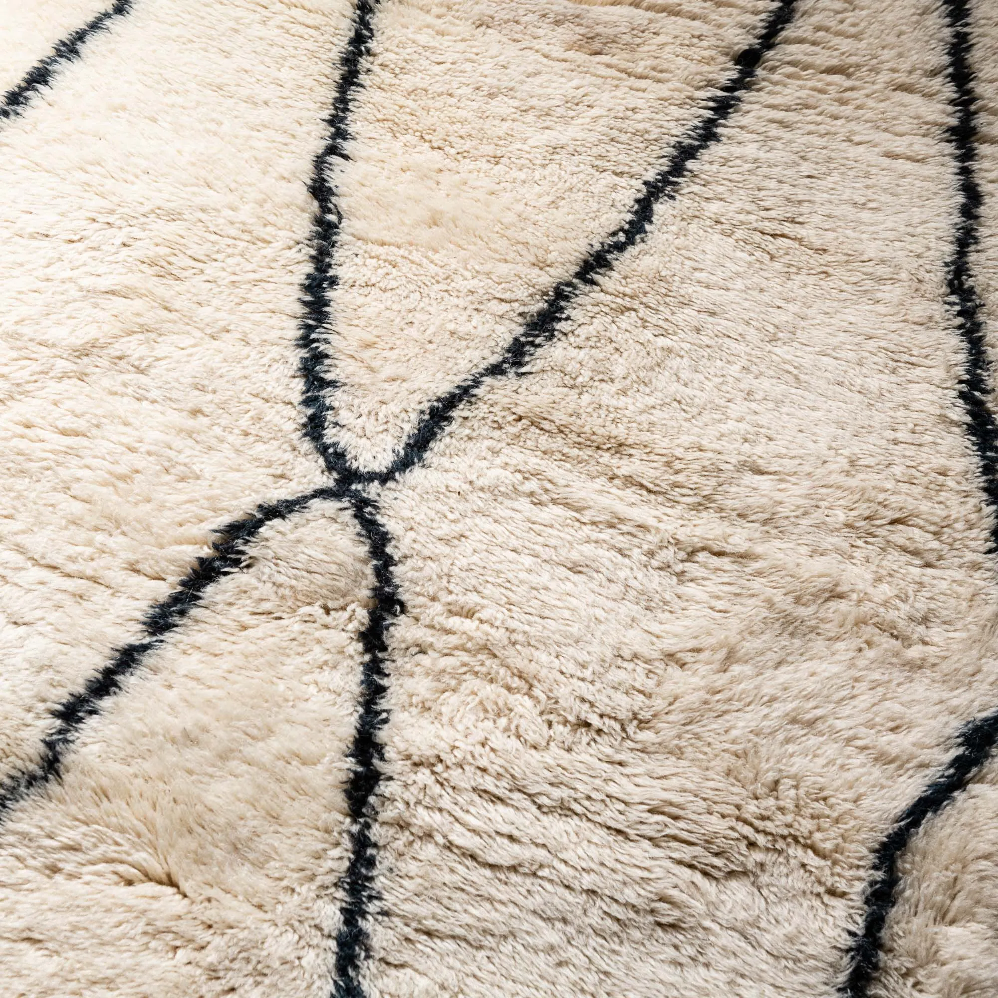 Monochrome Mirage - Luxury Shag Moroccan Runner Rug
