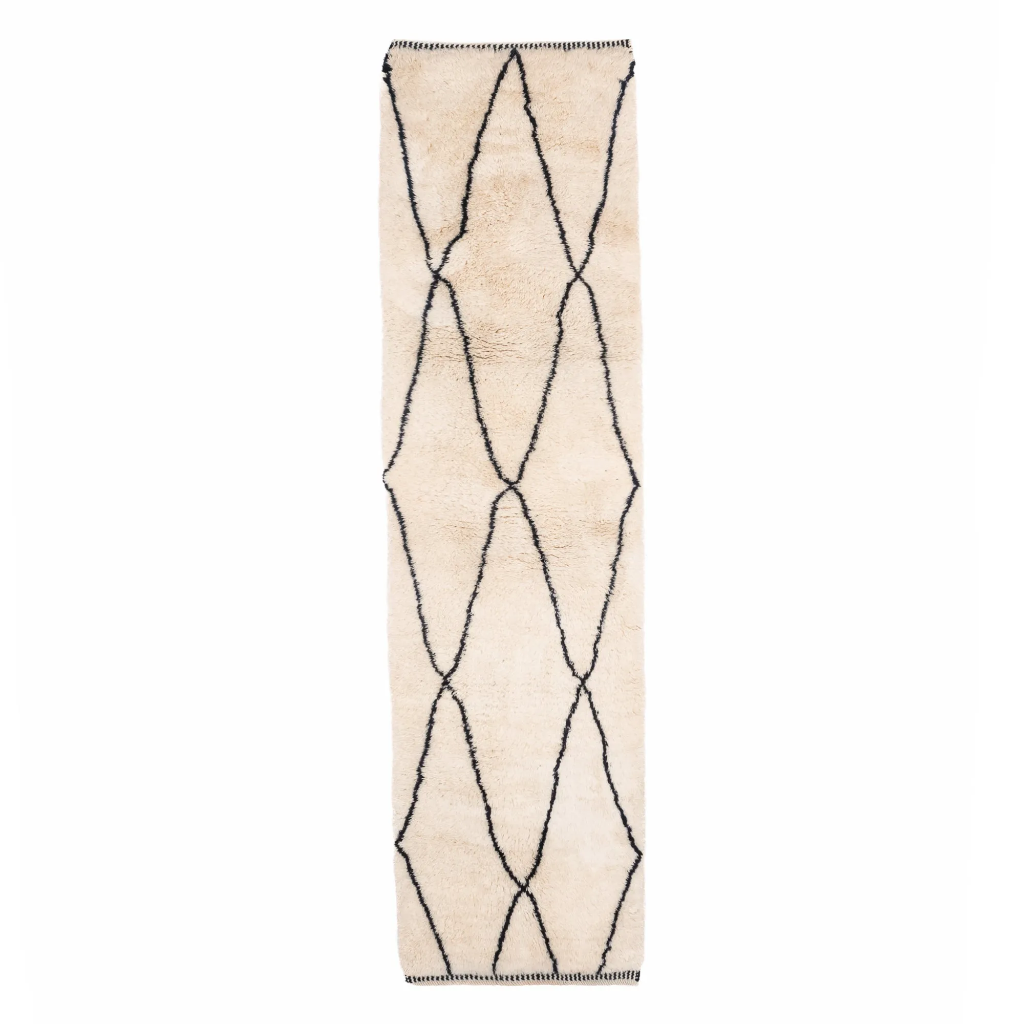 Monochrome Mirage - Luxury Shag Moroccan Runner Rug