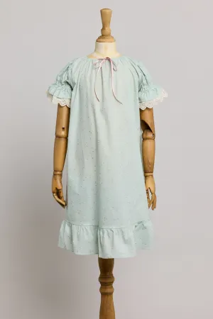Moon Night Dress In Mint Gold Hearts