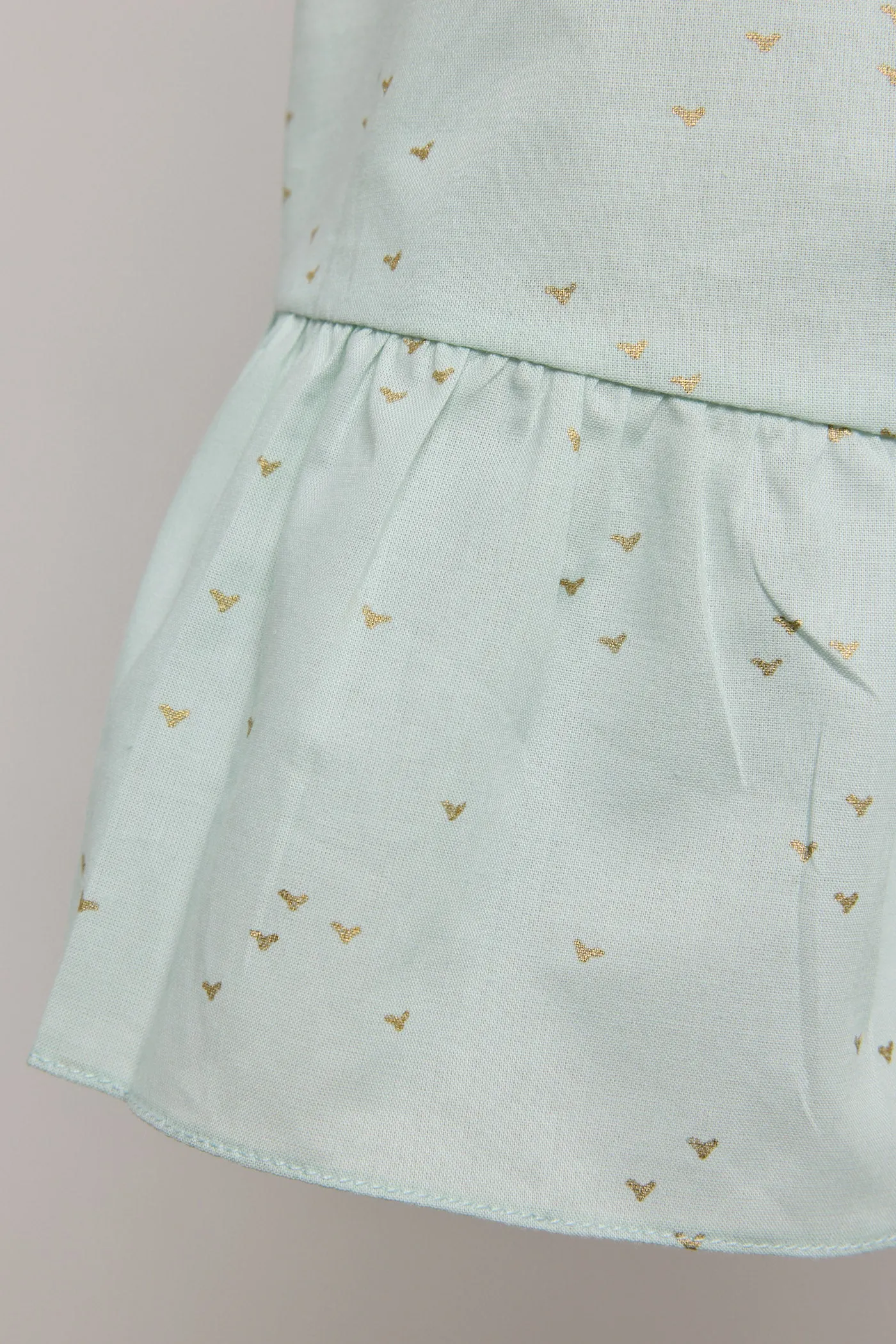 Moon Night Dress In Mint Gold Hearts