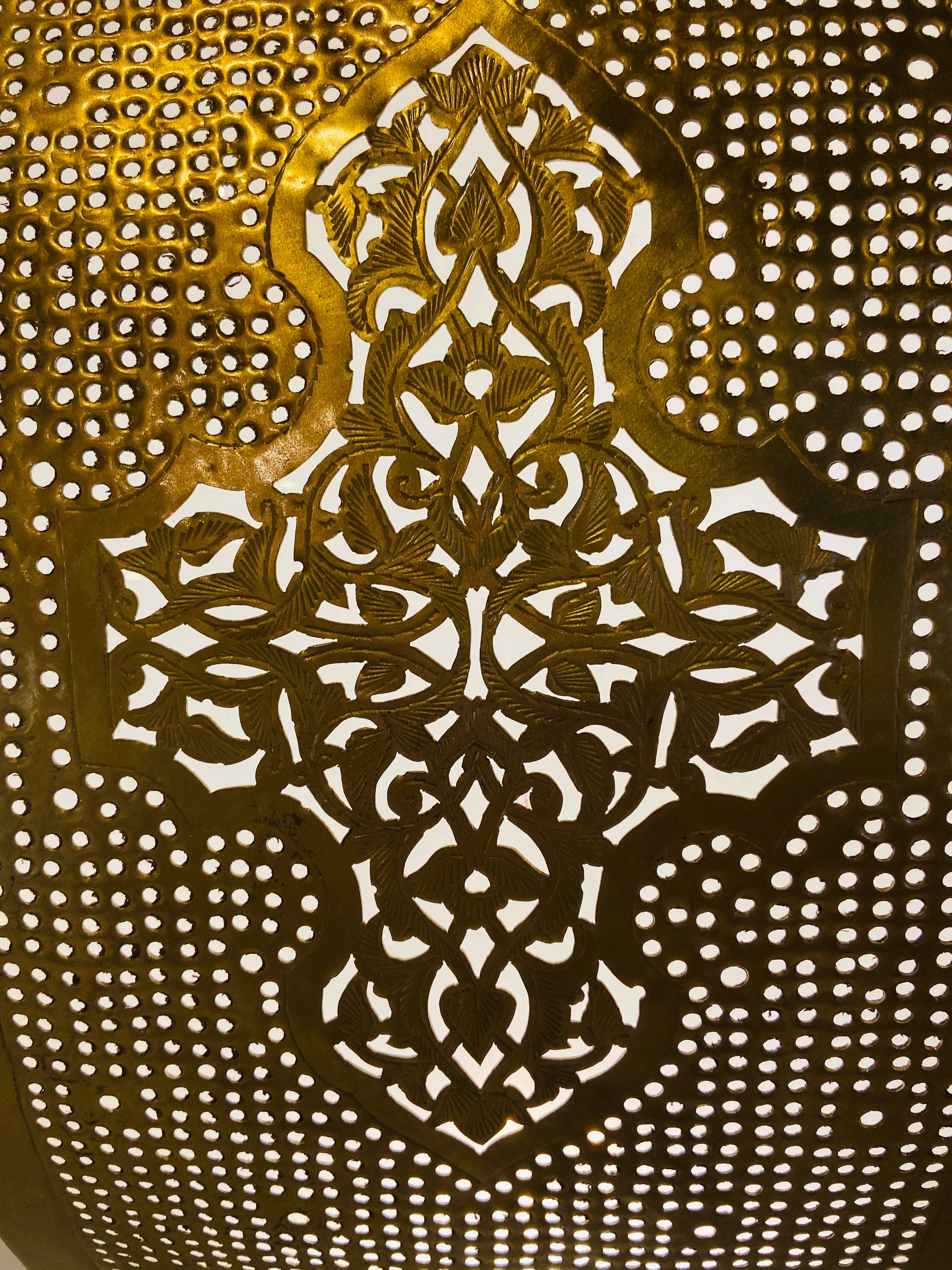 Moroccan Wall Sconce or Lantern in Gold Brass, a Pair