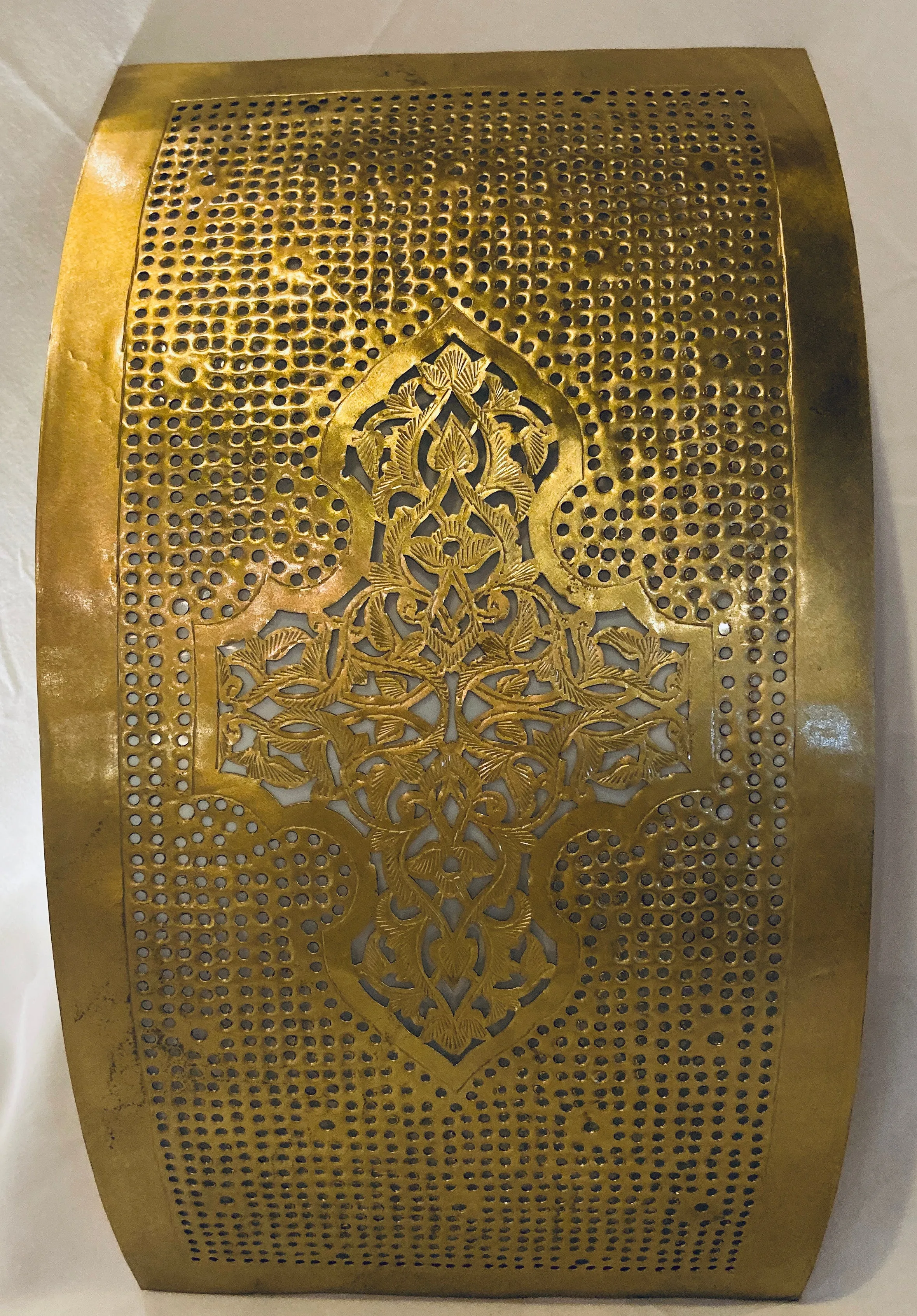 Moroccan Wall Sconce or Lantern in Gold Brass, a Pair