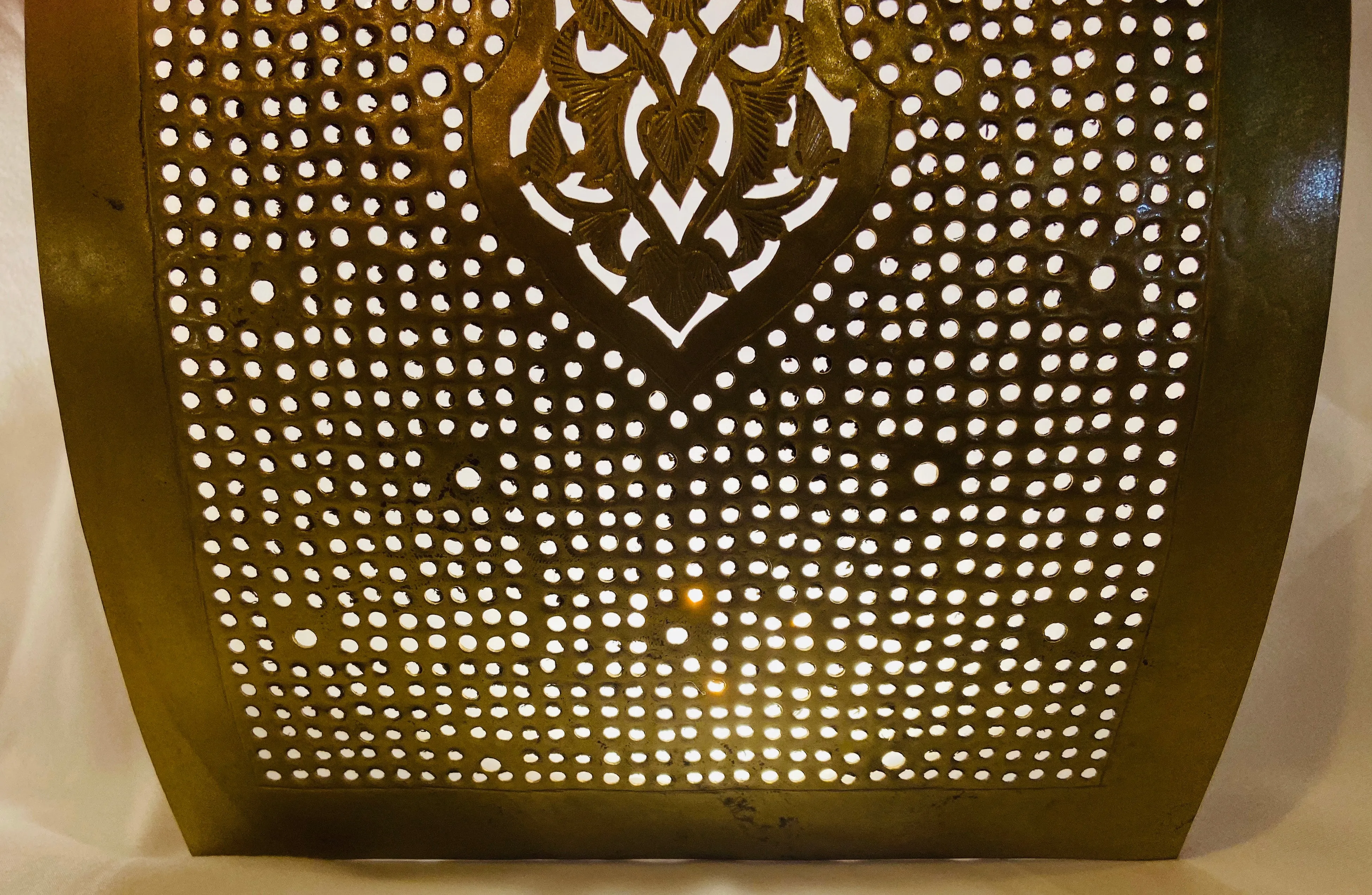 Moroccan Wall Sconce or Lantern in Gold Brass, a Pair