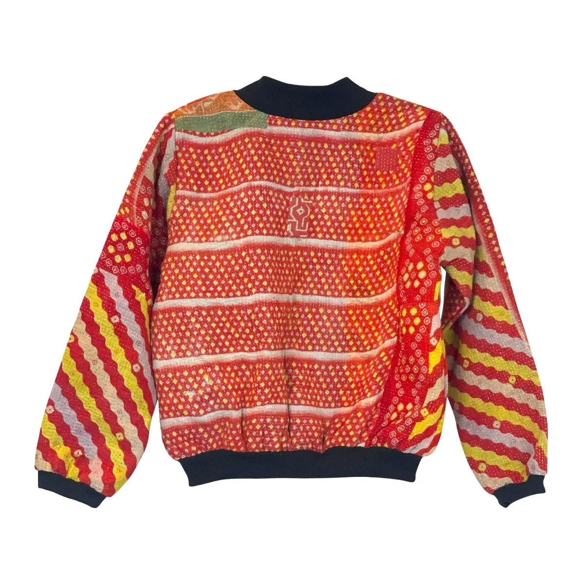 Nadia Bomber Jacket  | Vintage Kantha - Red Yellow (M)