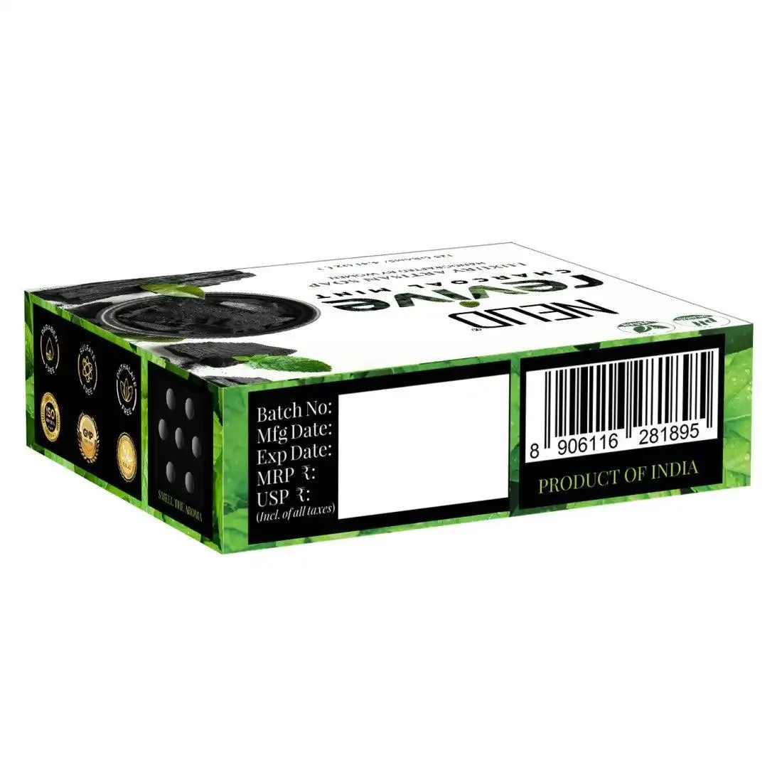 NEUD Revive Charcoal Mint Luxury Artisan pH-Balanced Vegan Handmade Soap 125g with Tea Tree Oil, Peppermint, Eucalyptus, Khus