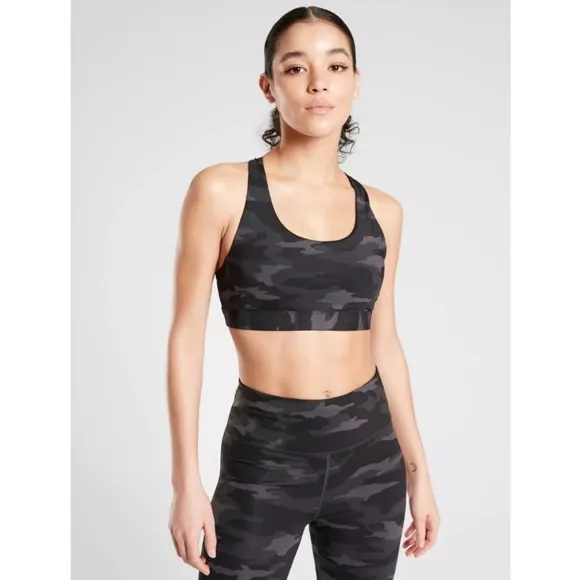 New Athleta Ultimate Printed Sports Bra D-DD, Black Camo SIZE 2X