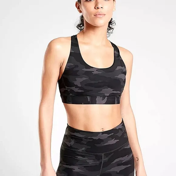 New Athleta Ultimate Printed Sports Bra D-DD, Black Camo SIZE 2X