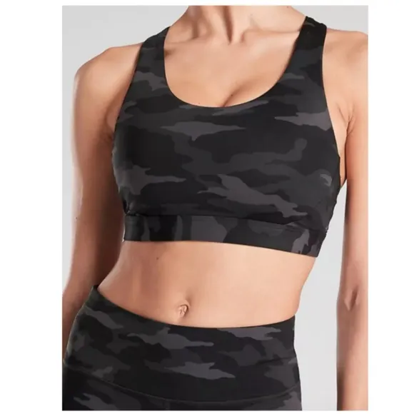 New Athleta Ultimate Printed Sports Bra D-DD, Black Camo SIZE 2X
