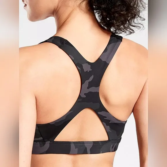New Athleta Ultimate Printed Sports Bra D-DD, Black Camo SIZE 2X