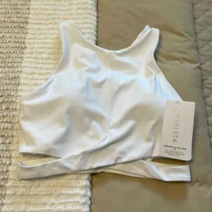 New Athleta White Conscious Cut Out Crop Sports Bra